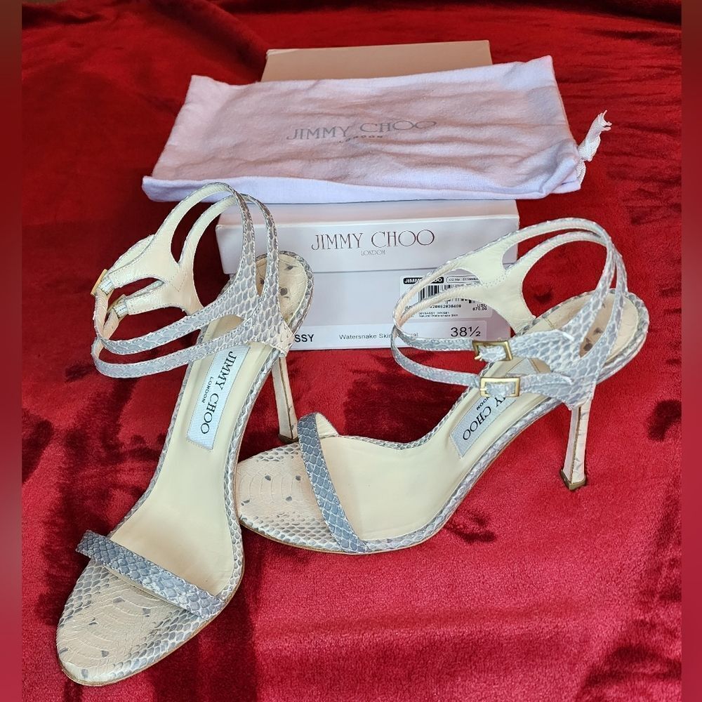 Jimmy Choo Shoes Watersnake Skin -natural 38 1/2